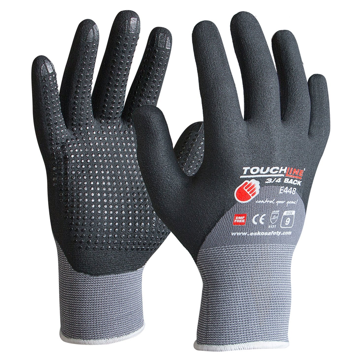Touchline -3/4 Back Glove With Micro Dots, Polyamide Spandex With Micro Nitrile Foam Coating - NZ Packaging