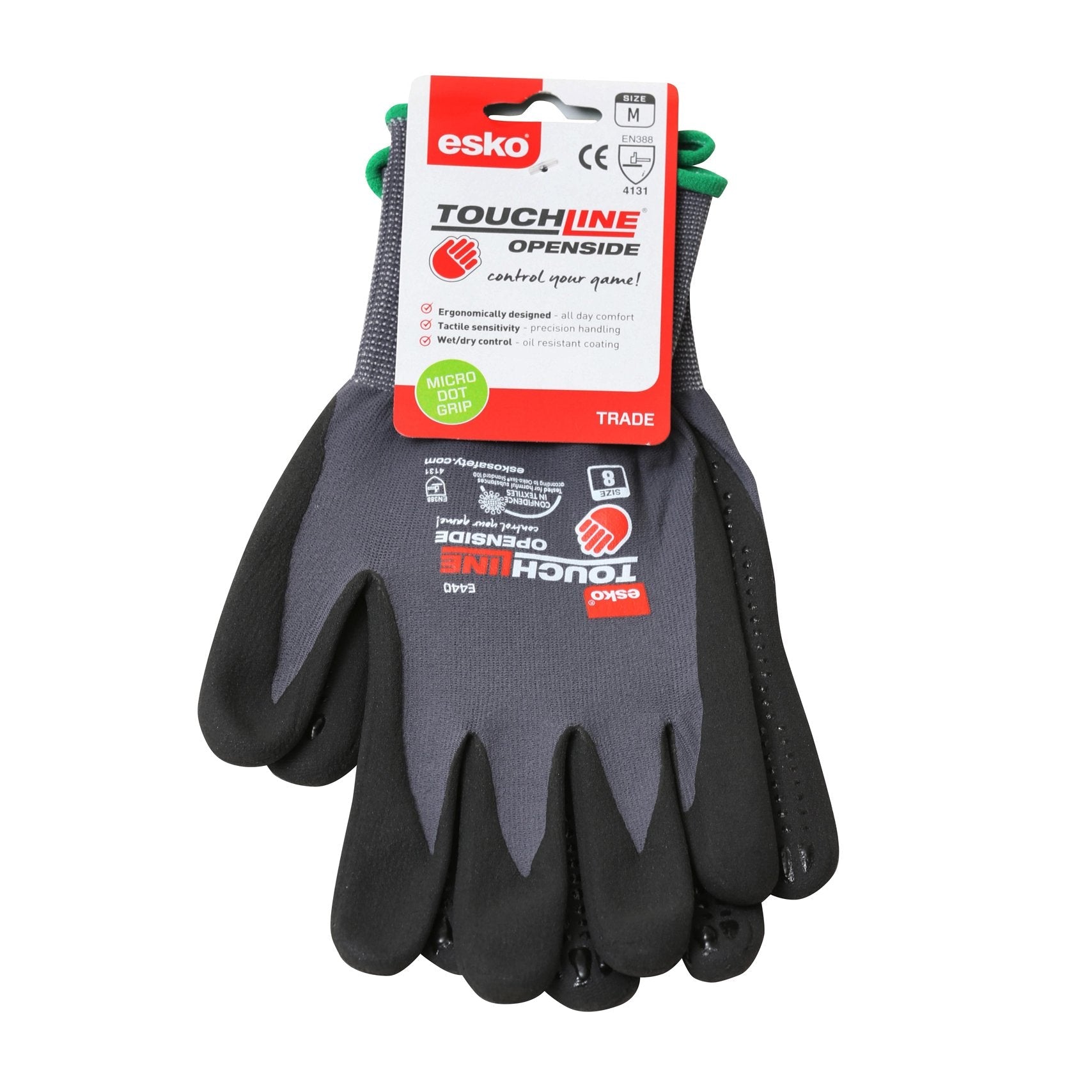 Touchline -Openside Glove, Polyamide Spandex With Micro Nitrile Foam Coating - NZ Packaging