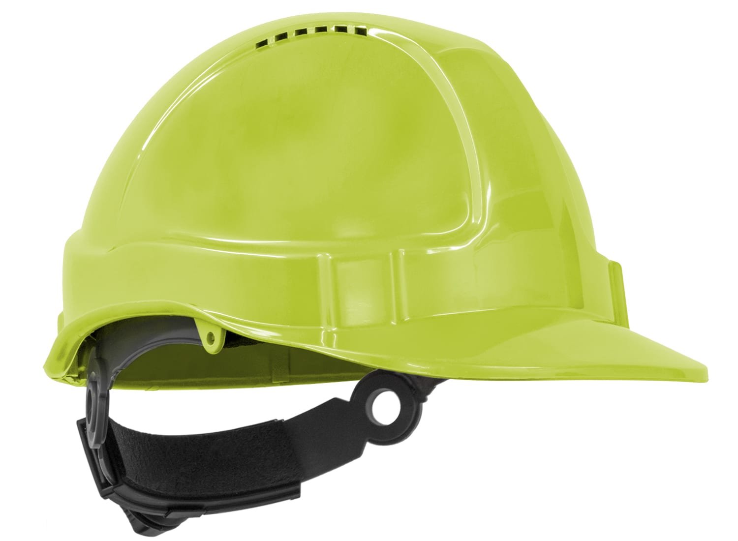 Tuff-Nut Hard Hat, Short Peak, Vented, 6-Point Ratchet Harness, Neon Yellow - NZ Packaging