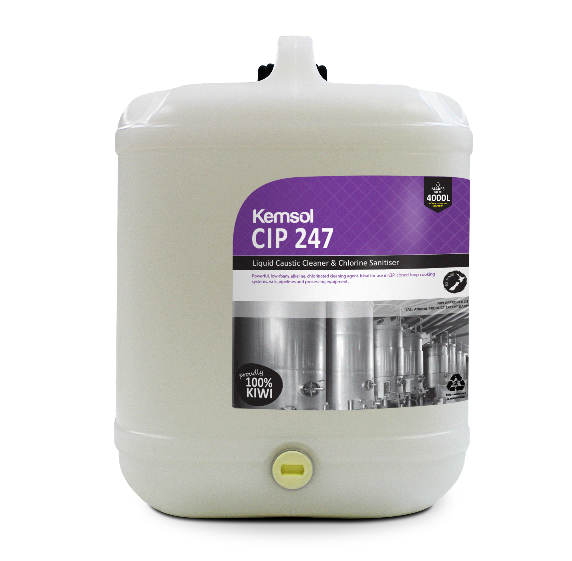 Kemsol CIP 247 Liquid Caustic Cleaner & Chlorine Sanitiser