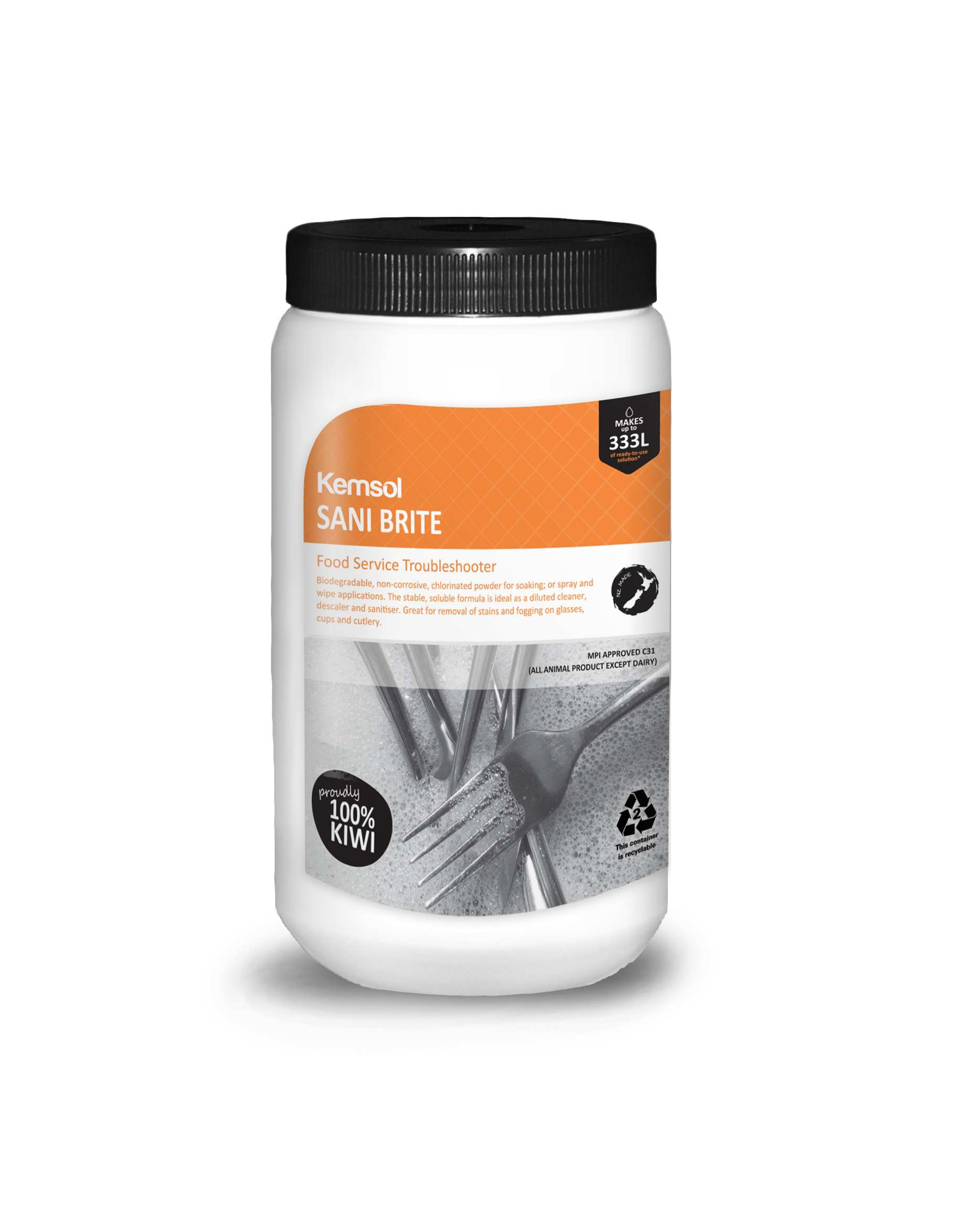 Kemsol Sani Brite Cutlery & Crockery Soak/Sanitiser Pot