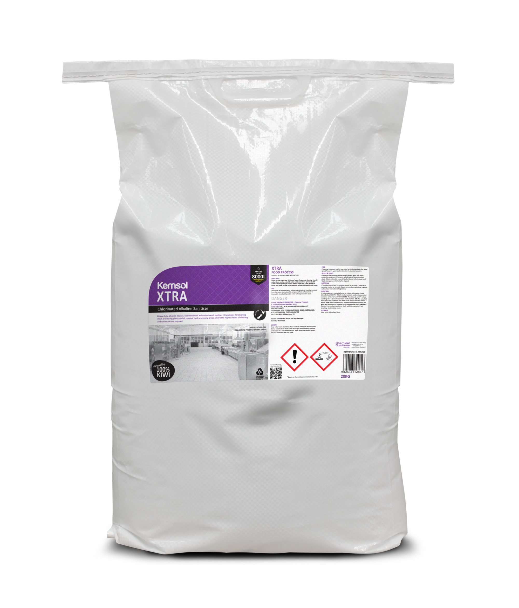 Kemsol Xtra Chlorinated Alkaline Sanitiser 20kg