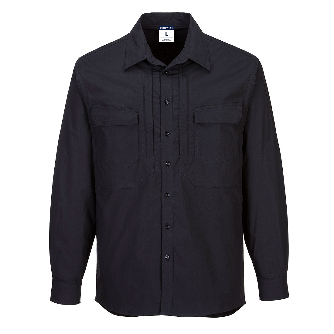Utility Stretch Long Sleeve Shirt, Black - NZ Packaging