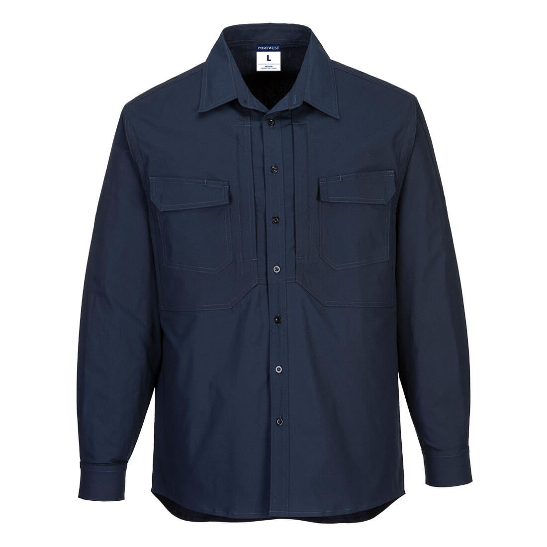 Utility Stretch Long Sleeve Shirt, Dark Navy - NZ Packaging