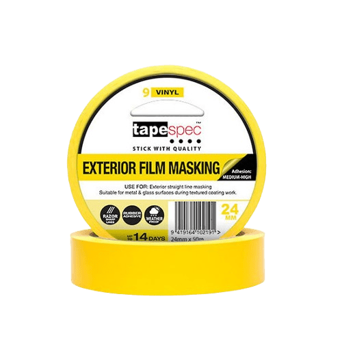 Versatile Exterior Vinyl Masking Tape, Yellow, 24mm x 50m - NZ Packaging