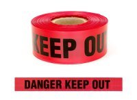 Warning Tape - Danger Keep Out Black Text On Red 75mm X 250m (80 Micron) (Red) - NZ Packaging
