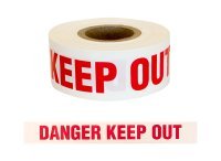 Warning Tape - Danger Keep Out Red Text On White 75mm X 250m (80 Micron) (White) - NZ Packaging