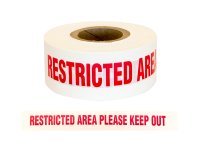 Warning Tape - Restricted Area Please Keep Out 75mm X 250m (White) - NZ Packaging