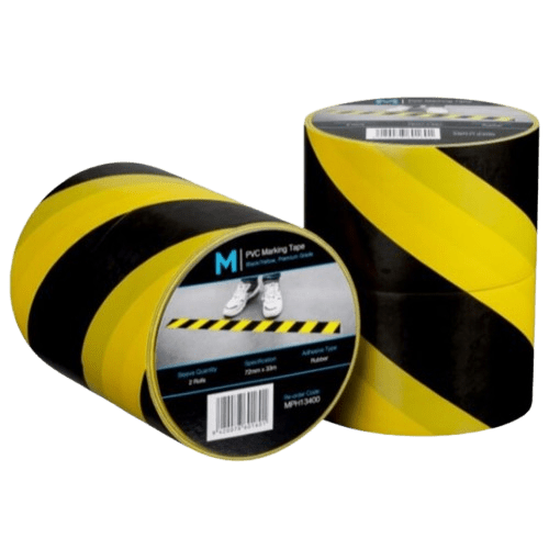 Yellow/Black PVC Floor Marking Tape, 48mm X 33m 150mu - NZ Packaging